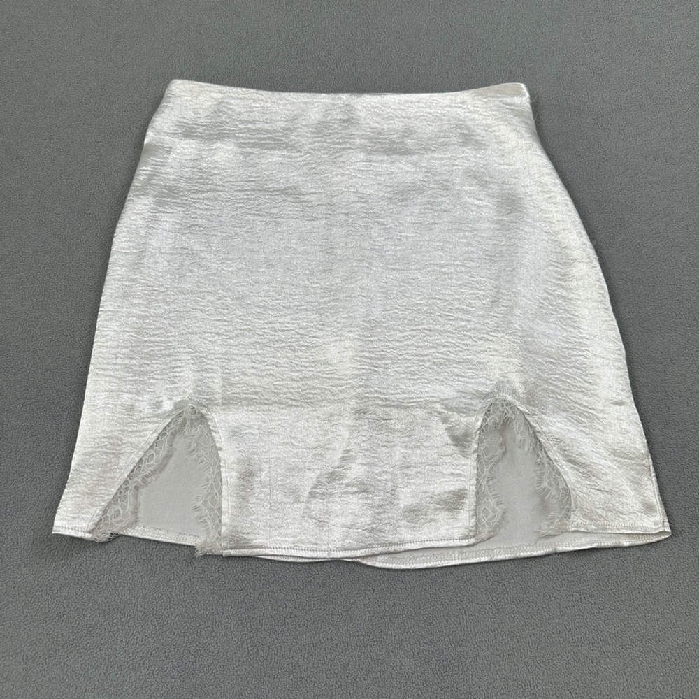 Lyaner Mini Skirt M White Lace Trim Detail‎ Back Zipper Party Cocktail Club Cute
